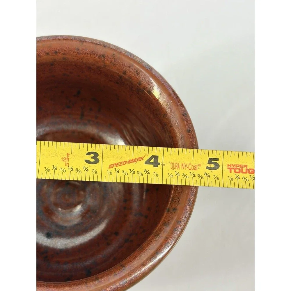 Studio Art Pottery Faceted Chawan Tea Bowl Copper glaze Bumblebee Signed